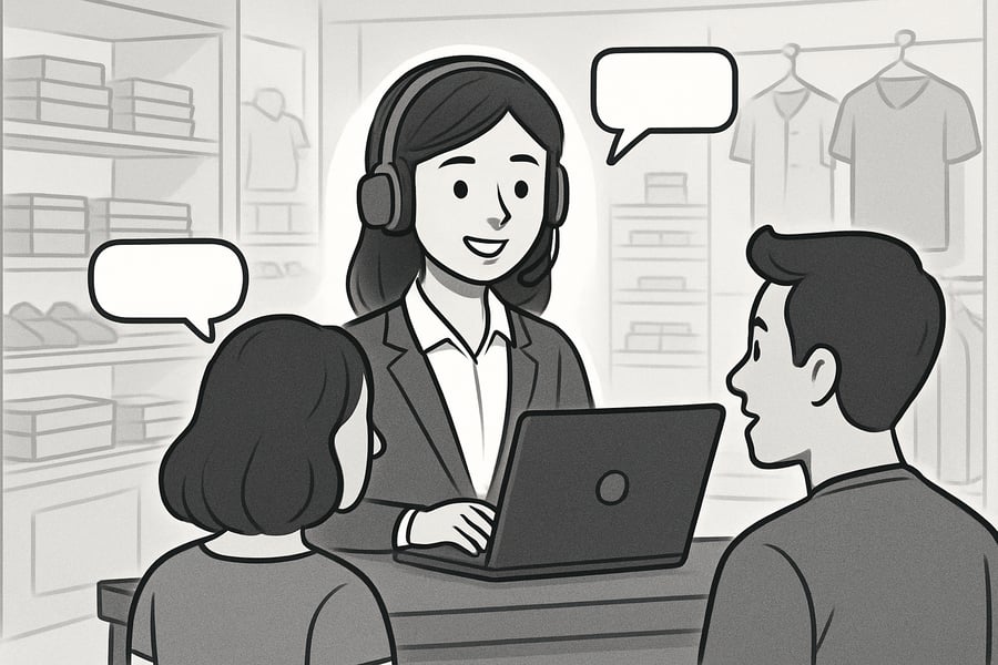 Asistente virtual atendiendo consultas de clientes en una tienda retail Asistente virtual atendiendo consultas de clientes en una tienda retail